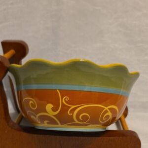 Vivo Hand Painted Ceramic Plate with Fall Colors And Tan Accents